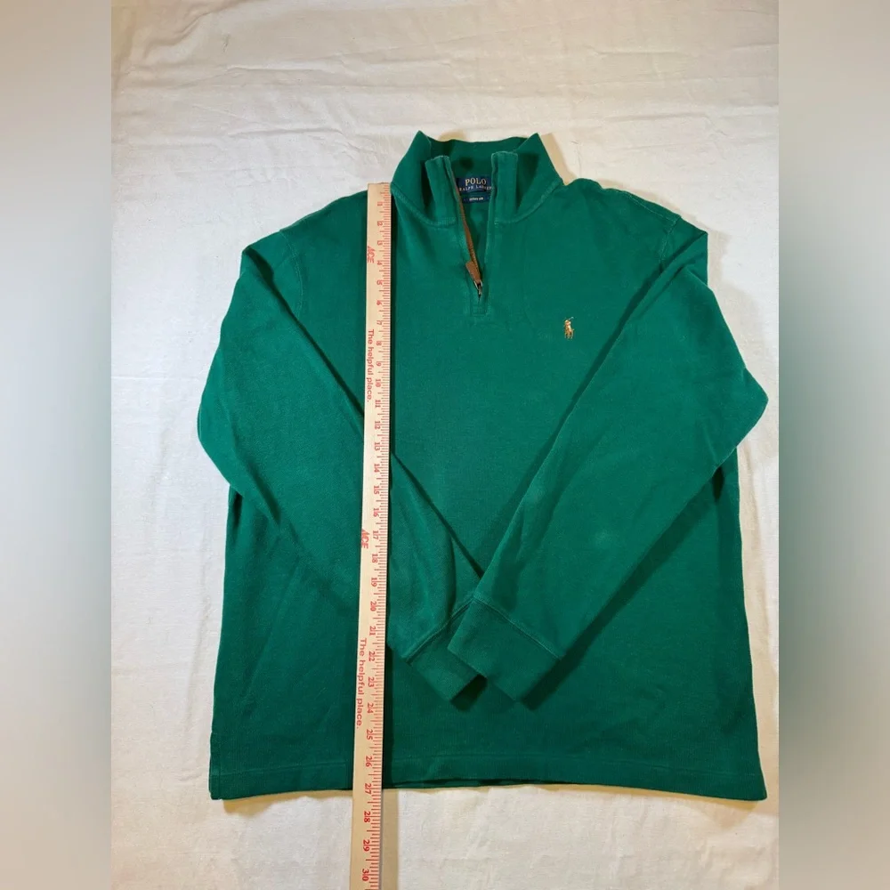 Men’s Polo by Ralph Lauren Green Quarter-Zip Sweater - Picture 6 of 10